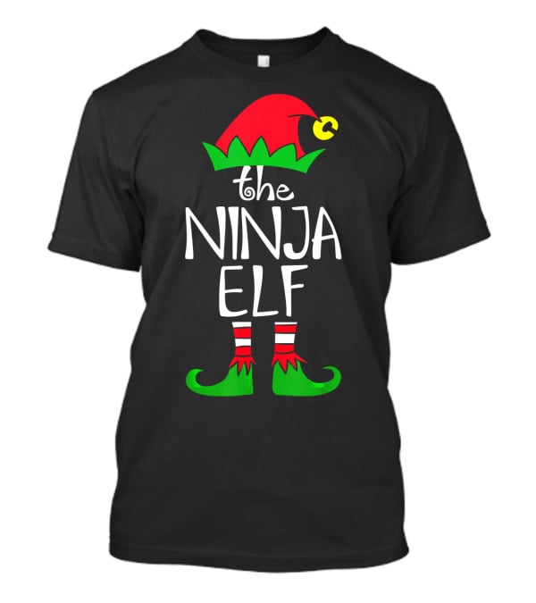 The Ninja Elf Outfit Christmas Hat And Shoes T-Shirt