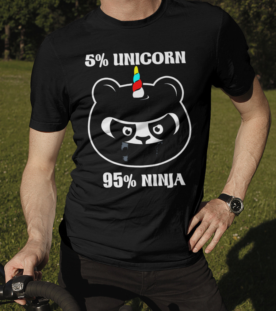 5% UNICORN 95% NINJA Panda Unicorn Hybrid Cartoon T-Shirt