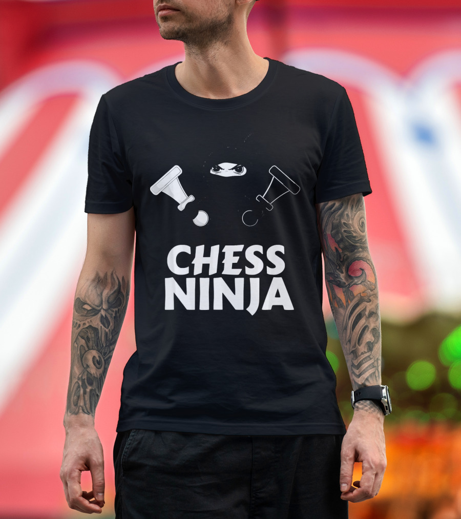 Chess Ninja Fun Warrior with Chess Pieces T-Shirt