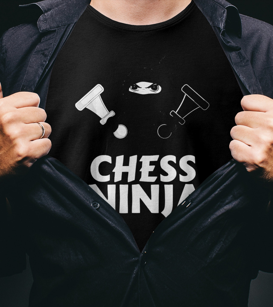 Chess Ninja Fun Warrior With Chess Pieces T-Shirt