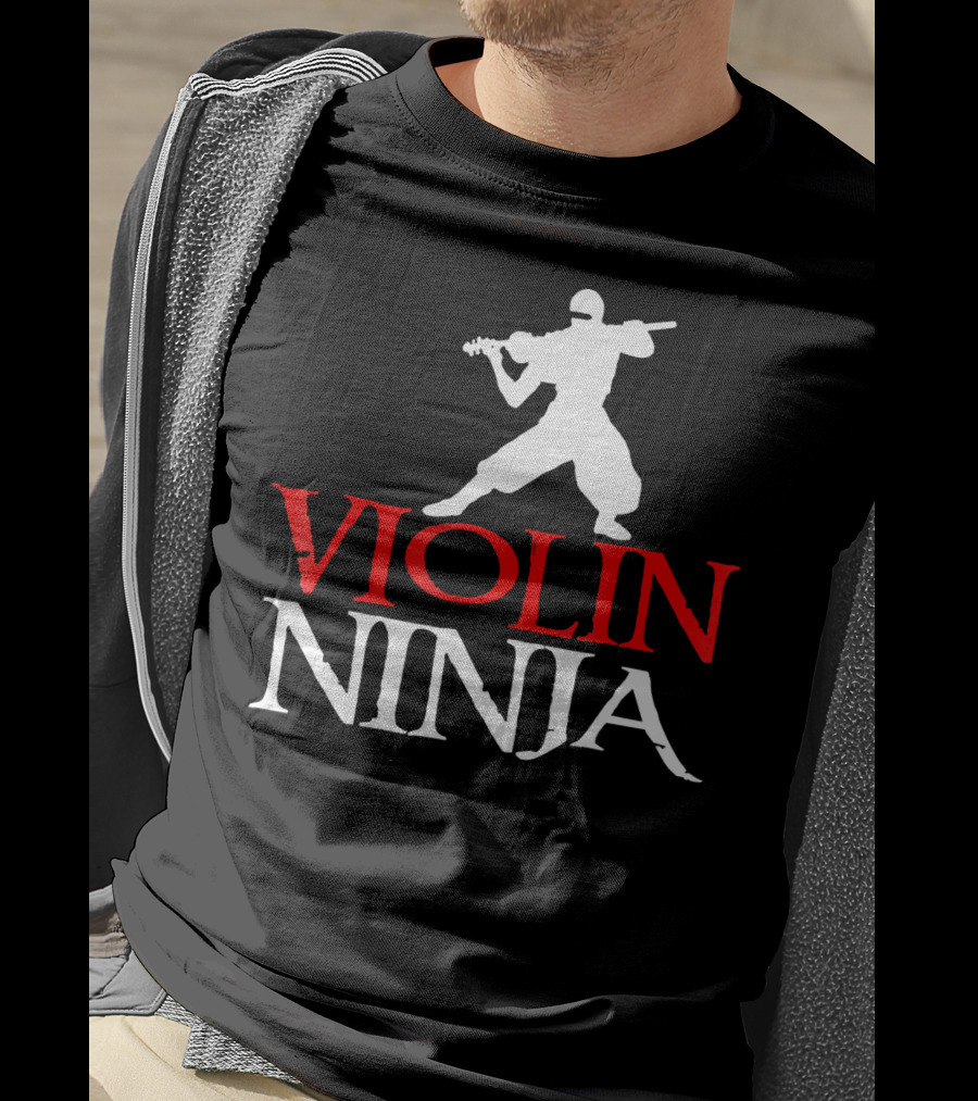 Violin Ninja Violinist Fiddle Martial Arts Fusion T-Shirt