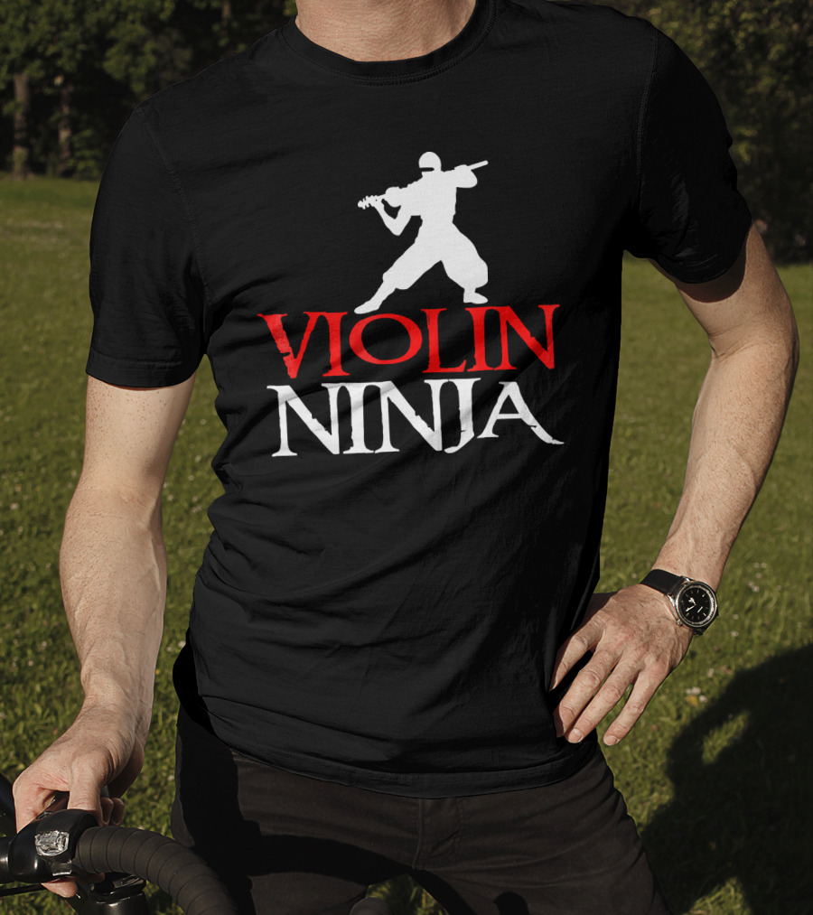 Violin Ninja Violinist Fiddle Martial Arts Fusion T-Shirt
