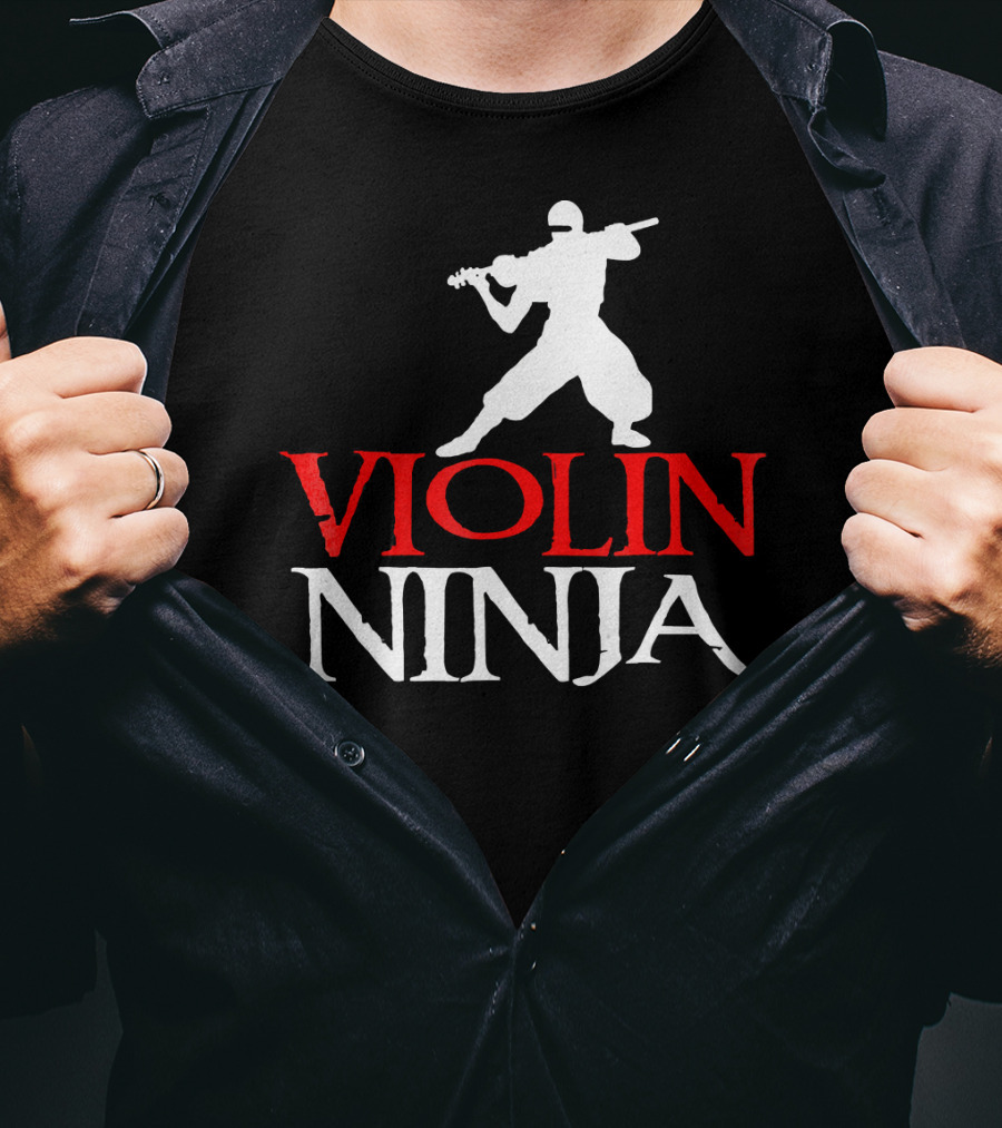 Violin Ninja Violinist Fiddle Martial Arts Fusion T-Shirt