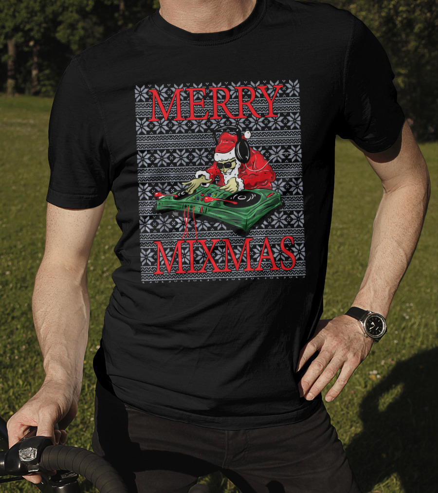 Merry Mixmas Christmas Ugly Hip Hop Santa DJ T-Shirt