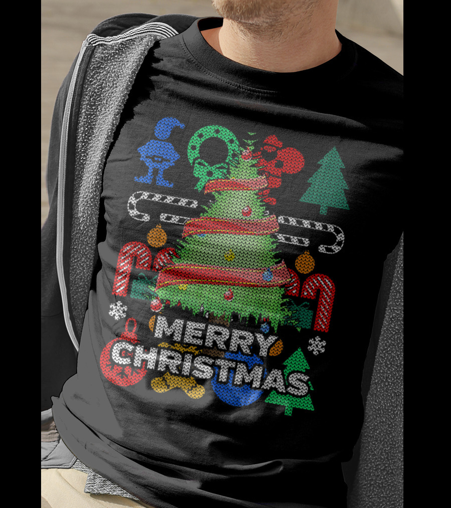 Merry Christmas Tree Ugly Xmas Tacky Sweater Candy Cane Ornaments T-Shirt