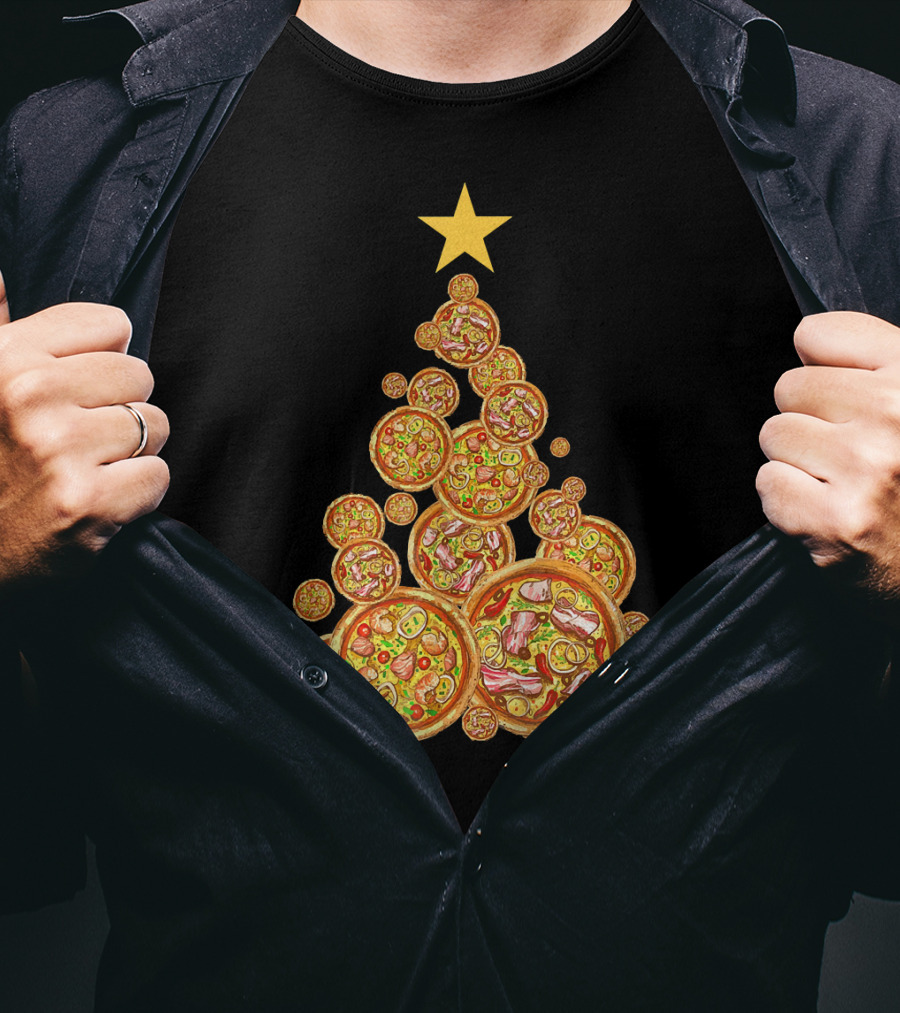 Pizza Christmas Tree Festive Pizza Lover Holiday T-Shirt
