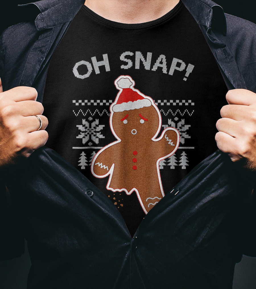 Oh Snap Broken Gingerbread Christmas Knit T-Shirt