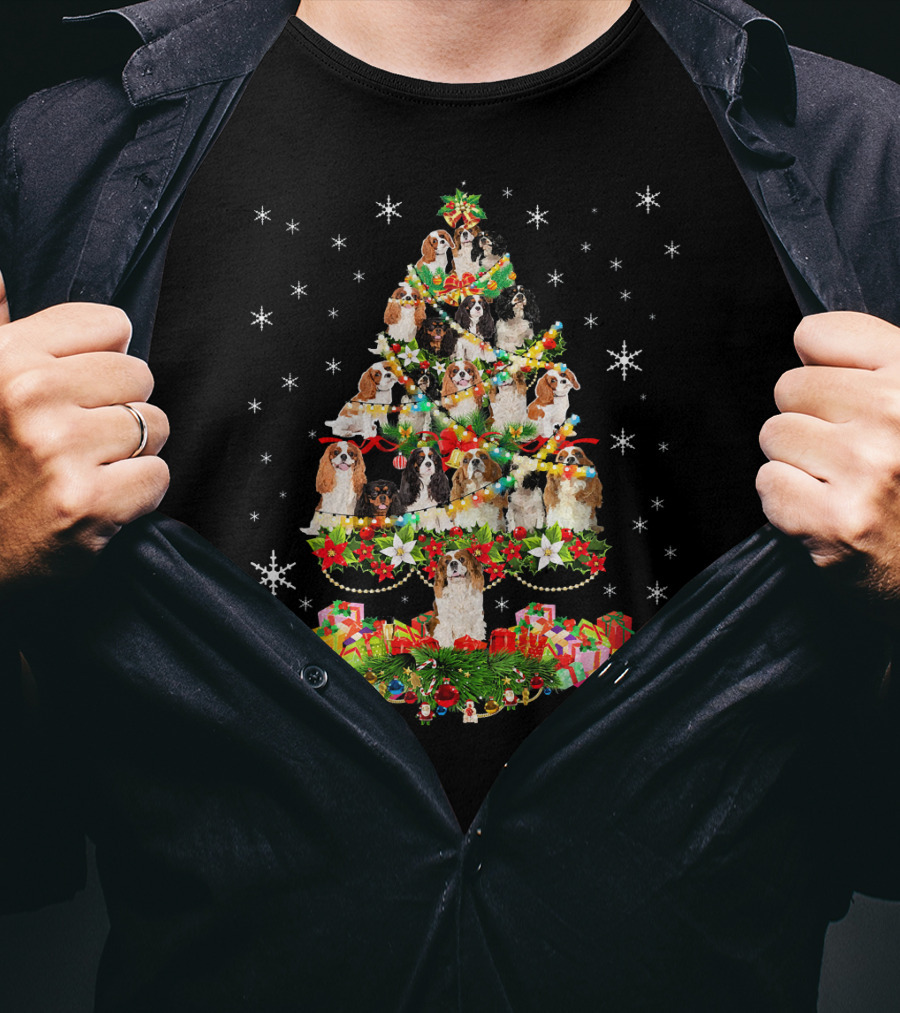 Cavalier King Charles Spaniel Christmas Tree Holiday T-Shirt