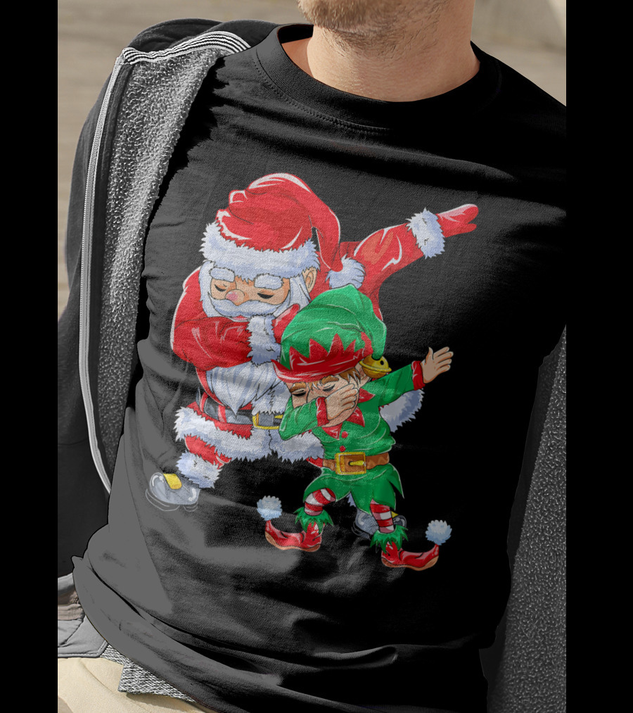 Santa And Elf Performing Dab Dance Moves T-Shirt