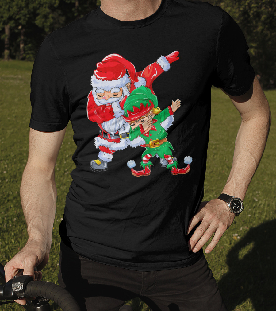 Santa And Elf Performing Dab Dance Moves T-Shirt