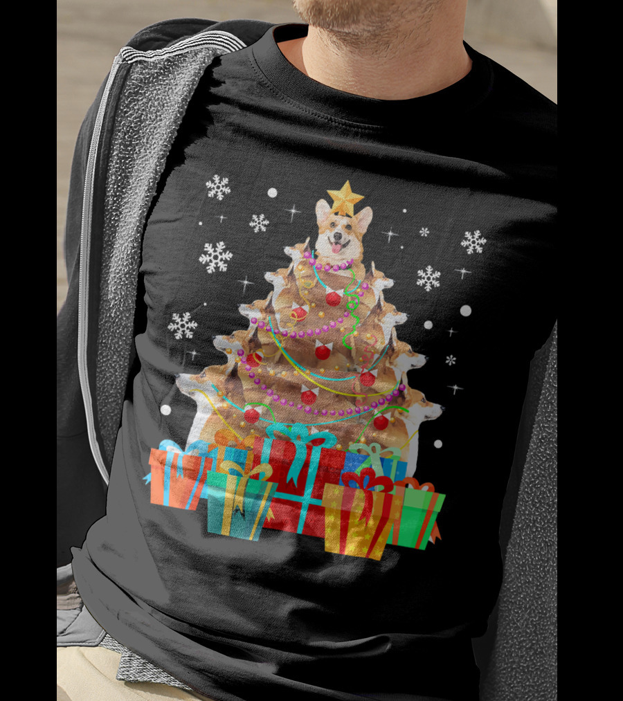 Corgi Christmas Tree With Decorations And Presents T-Shirt