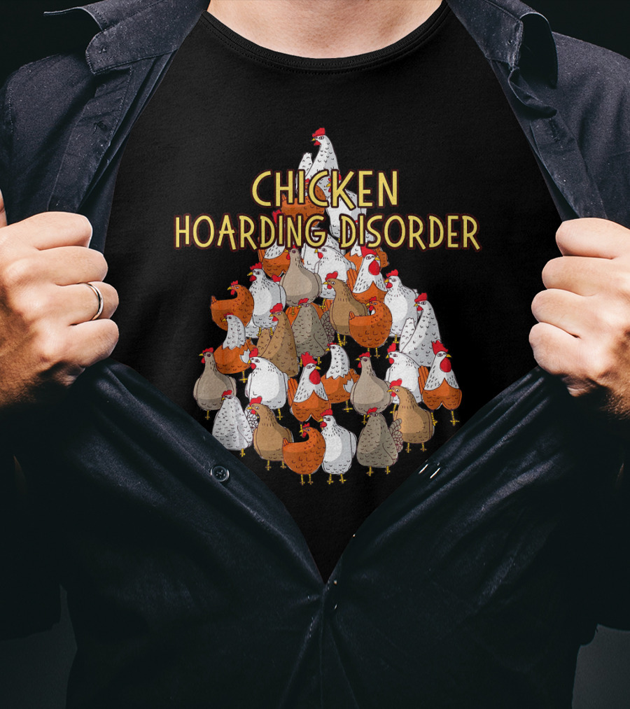 Chicken Hoarding Disorder Multicolor Chicken Pyramid T-Shirt