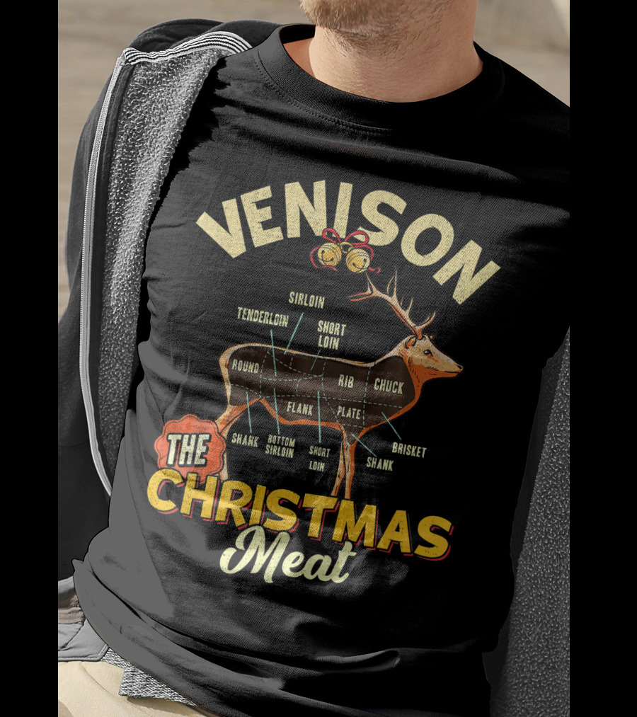 Venison Meat Chart Christmas Cut Diagram T-Shirt