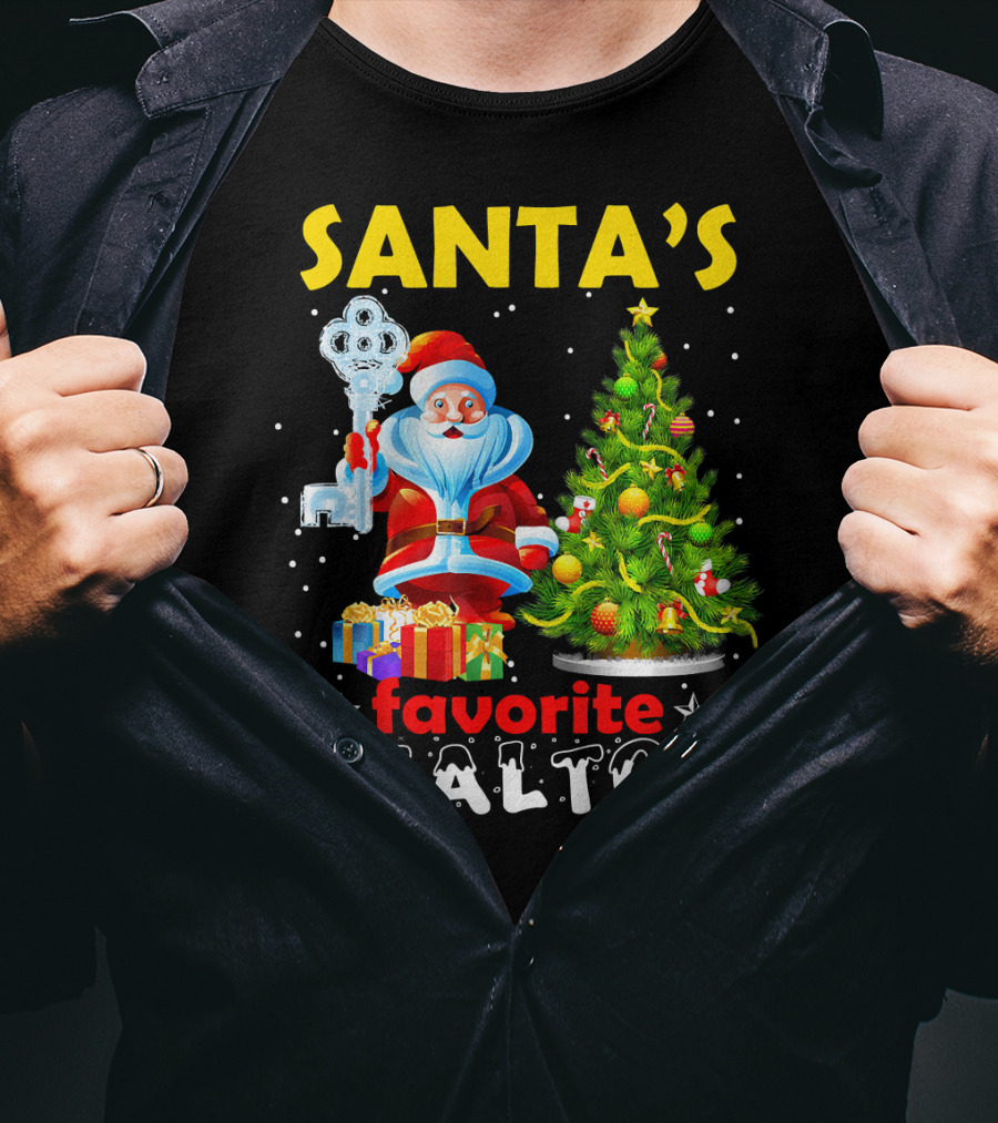Santa's Favorite Realtor Christmas Tree Presents Key T-Shirt