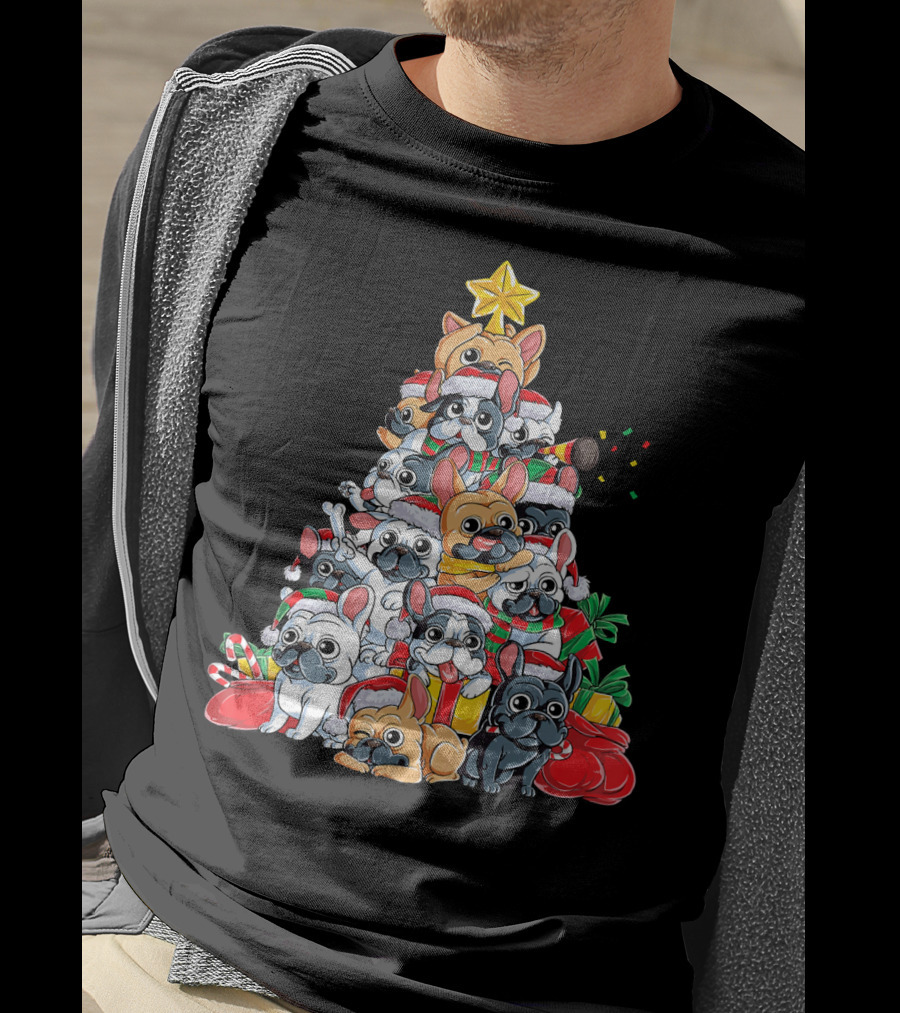 French Bulldog Xmas Tree Holiday T-Shirt