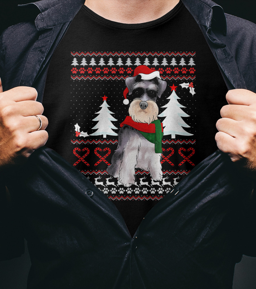 Miniature Schnauzer Christmas Holiday T-Shirt