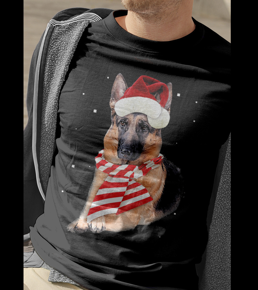 German Shepherd Santa Merry Christmas Holiday Dog T-Shirt