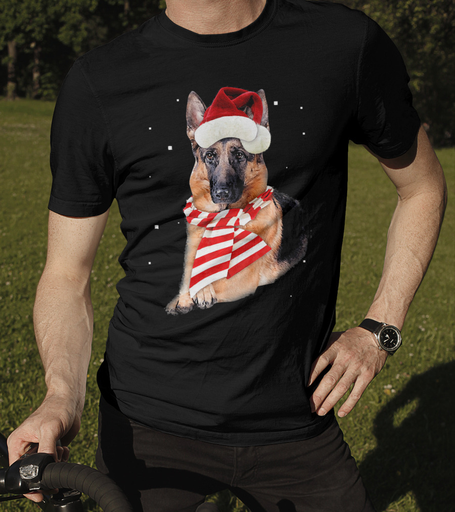 German Shepherd Santa Merry Christmas Holiday Dog T-Shirt