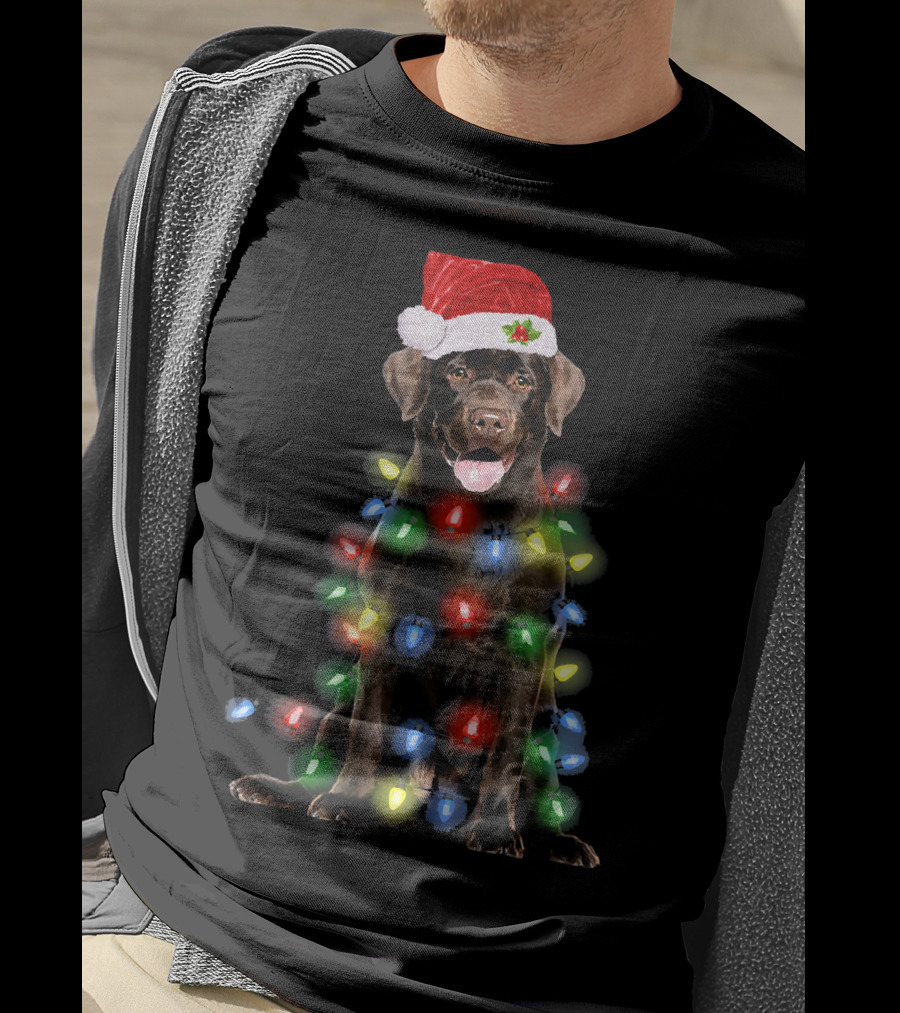 Christmas Lights Labrador Retriever With Santa Hat T-Shirt