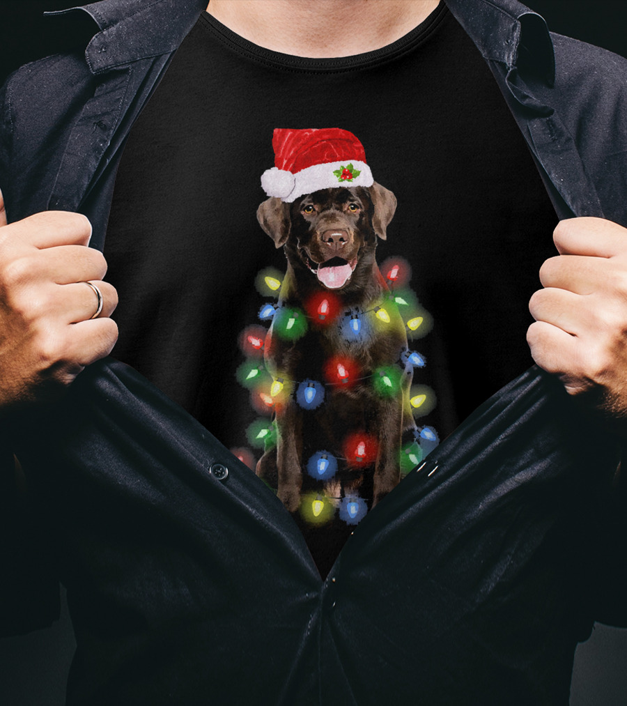 Christmas Lights Labrador Retriever With Santa Hat T-Shirt