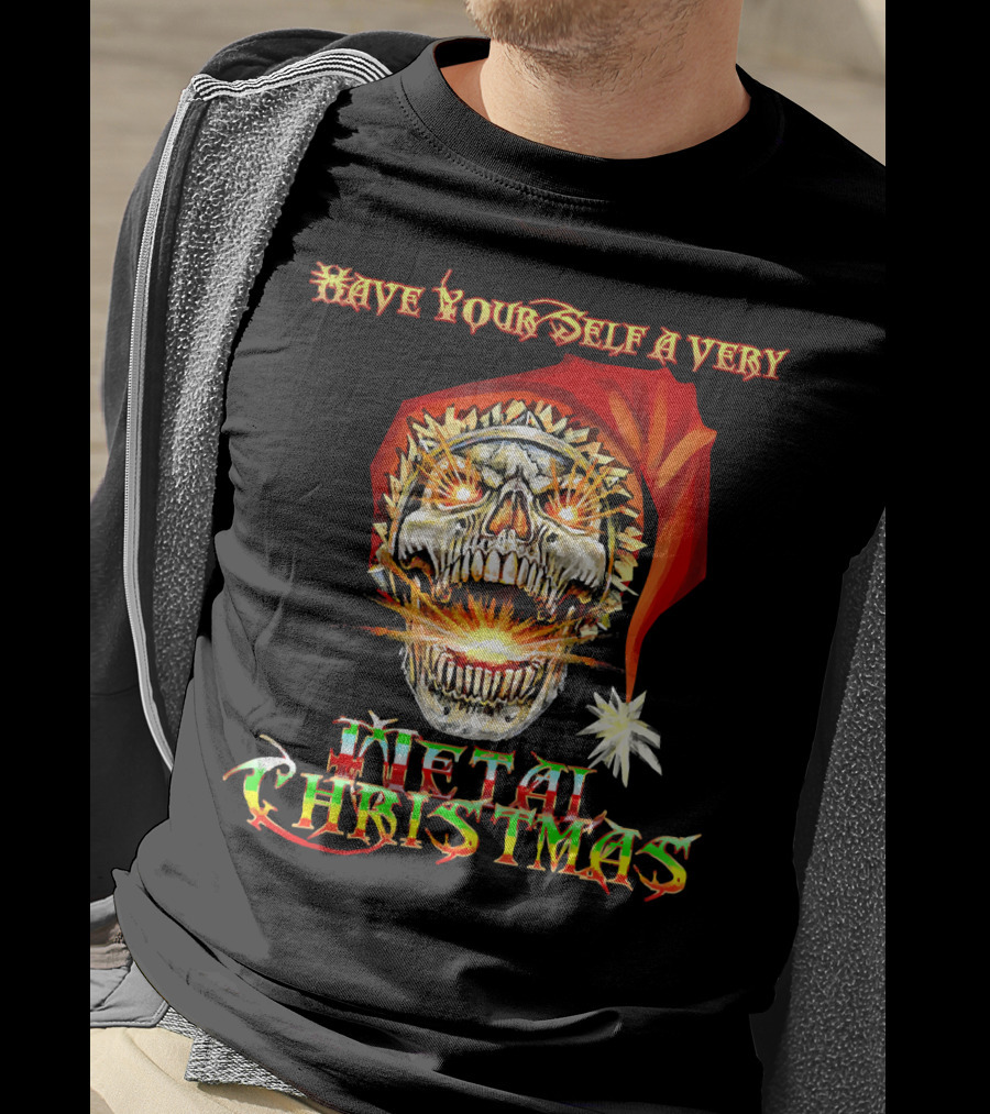 Have Yourself A Very Metal Christmas Skull Santa T-Shirt
