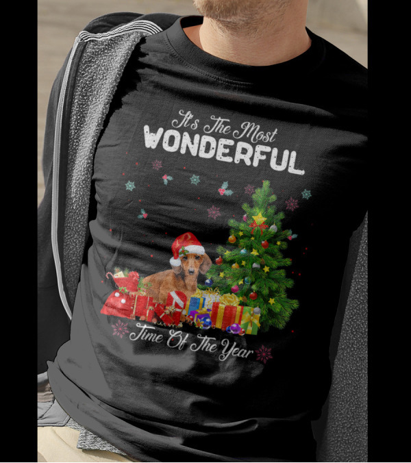 It's The Most Wonderful Time Of Year Dachshund Christmas Tree Presents T-Shirt