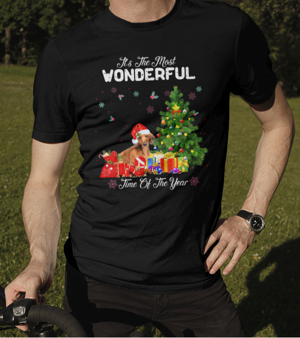 It's The Most Wonderful Time Of Year Dachshund Christmas Tree Presents T-Shirt