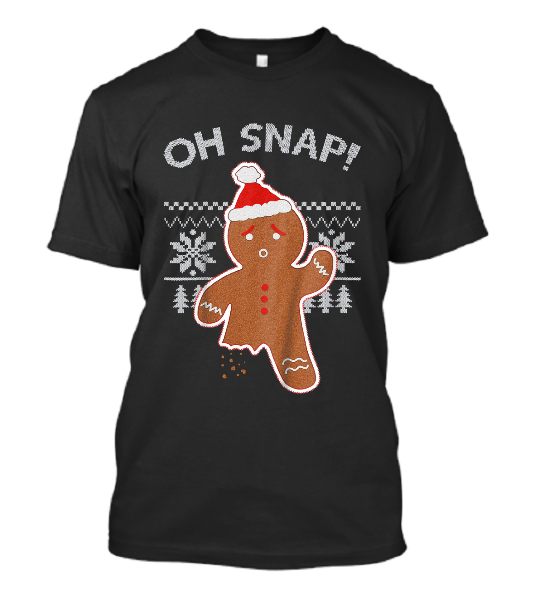 OH SNAP Gingerbread Christmas Sweater Santa Hat T-Shirt