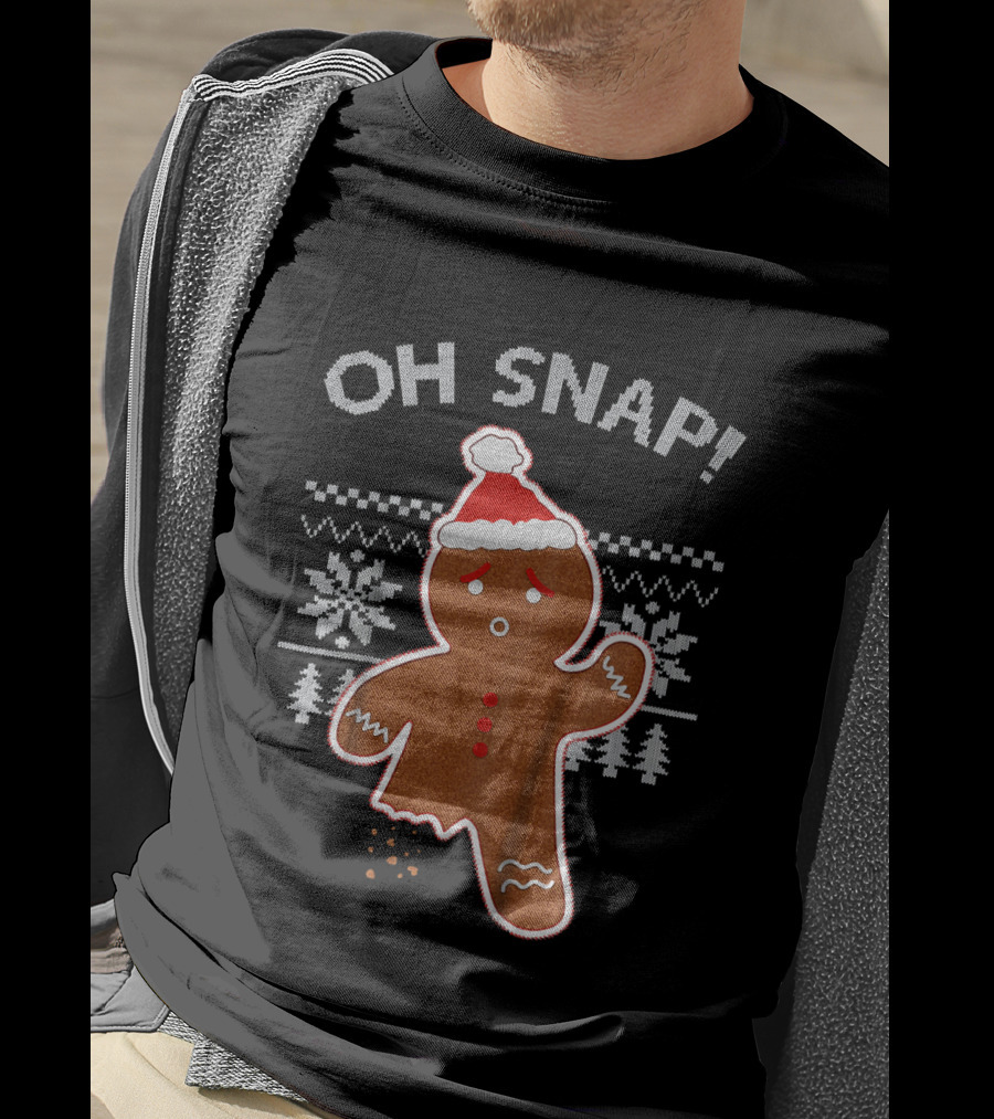 OH SNAP Gingerbread Christmas Sweater Santa Hat T-Shirt