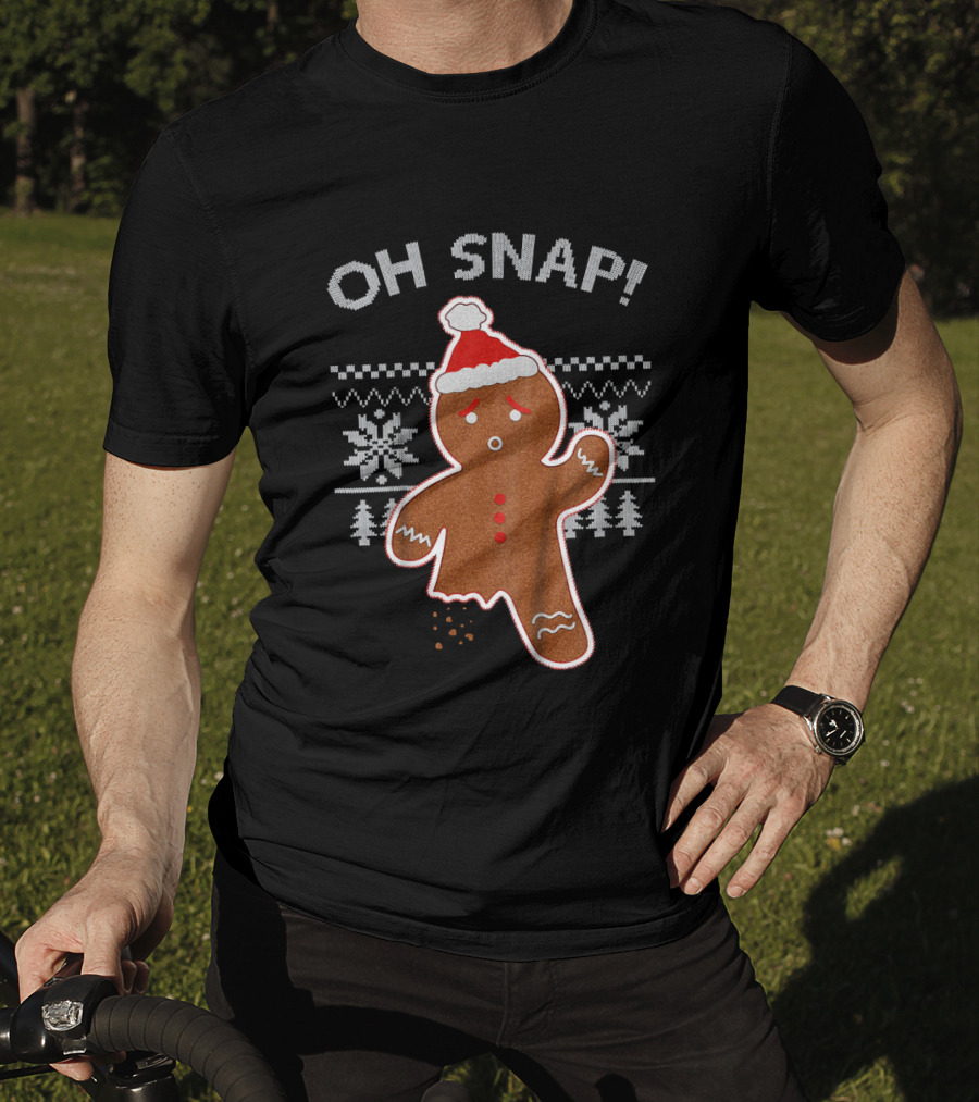 OH SNAP Gingerbread Christmas Sweater Santa Hat T-Shirt