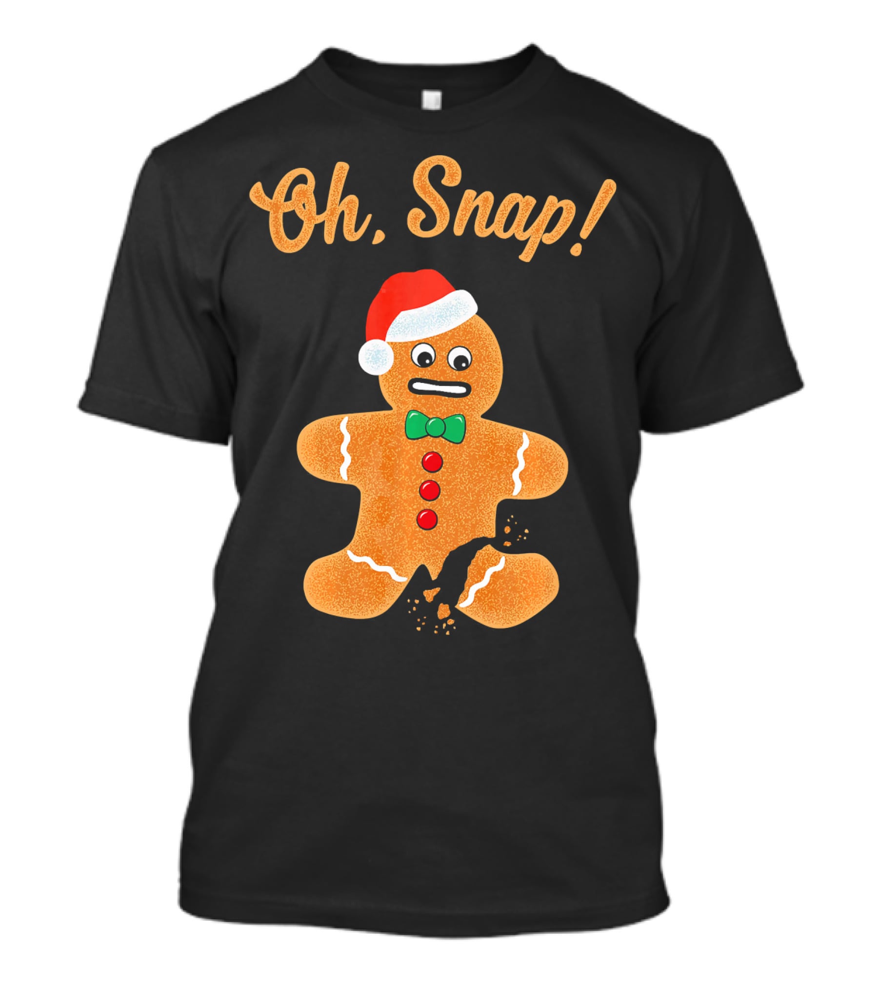 Funny Christmas Gingerbread Man Oh Snap Broken Cookie Santa Hat T-Shirt