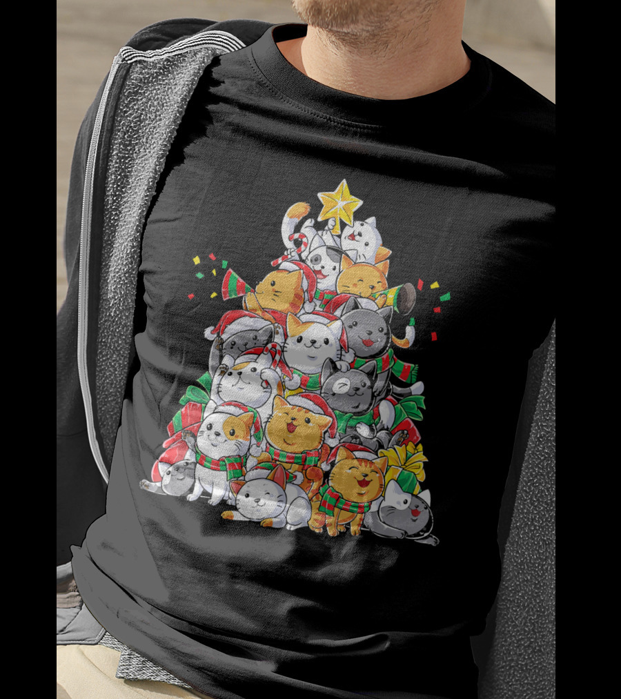 Cat Christmas Tree Meowy Catmas T-Shirt