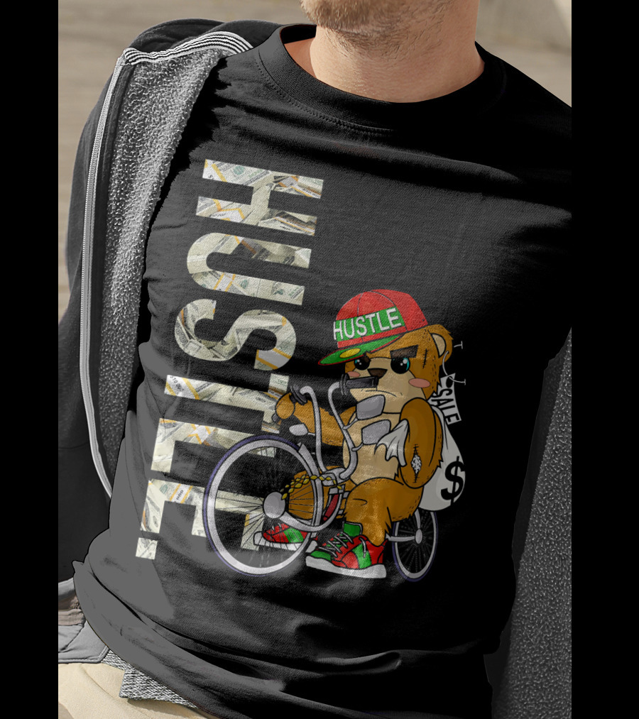 Hustle Teddy Dollar Shades Cap Low Rider Bike T-Shirt