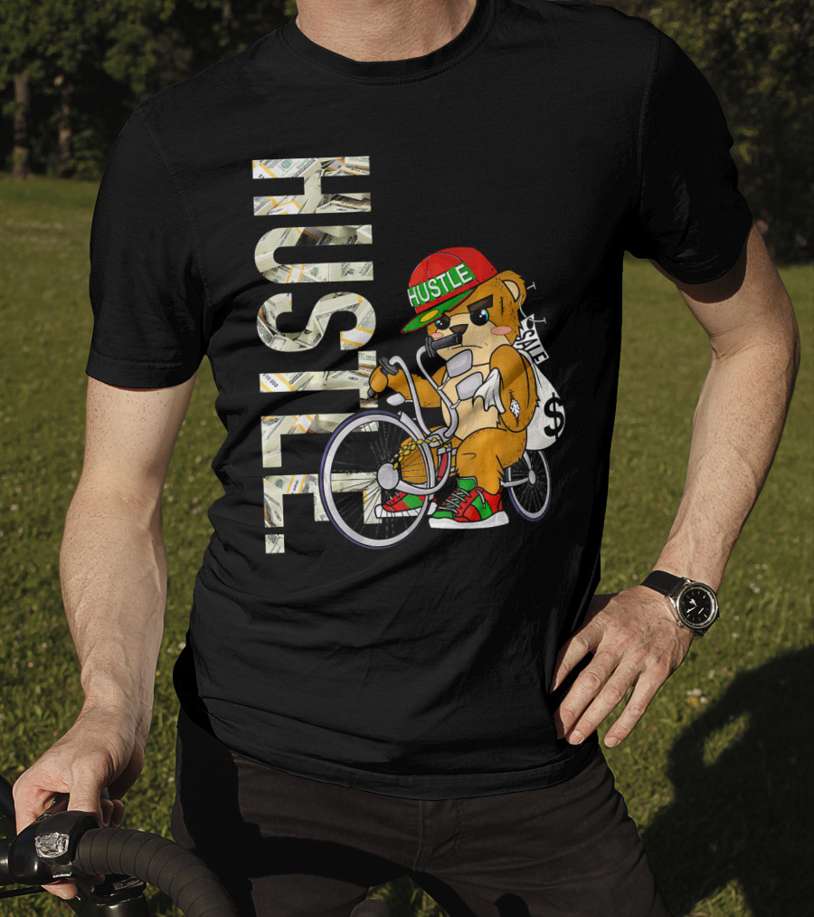 Hustle Teddy Dollar Shades Cap Low Rider Bike T-Shirt