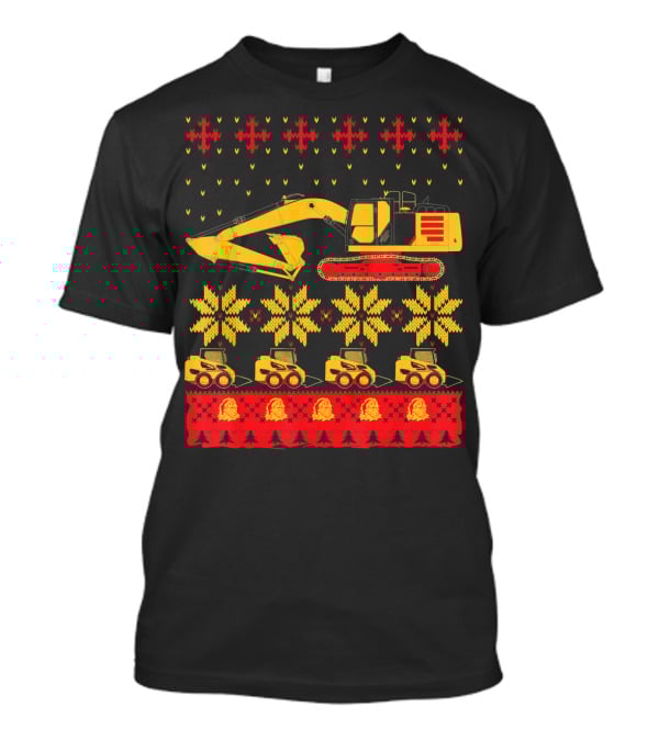 Construction Excavator Christmas T-Shirt