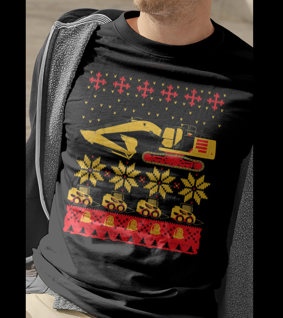 Construction Excavator Christmas T-Shirt