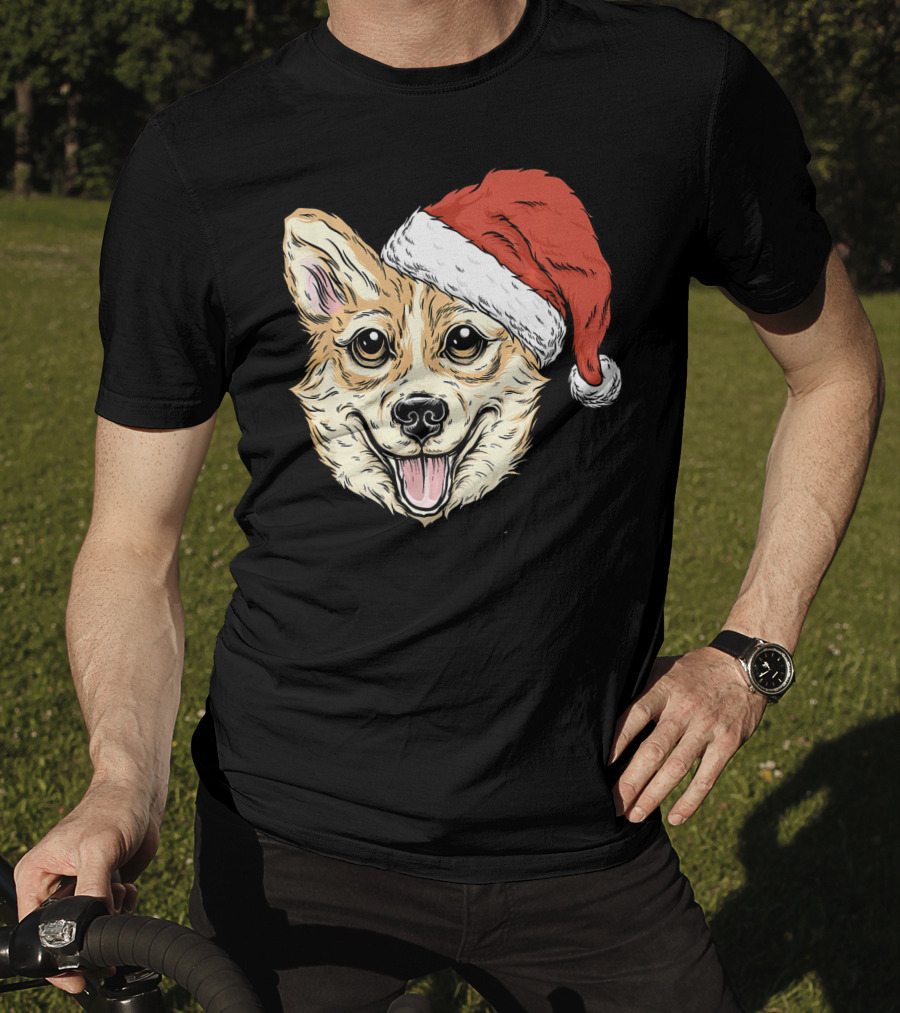 Corgi Dog Santa Hat Funny Christmas Corgi T-Shirt