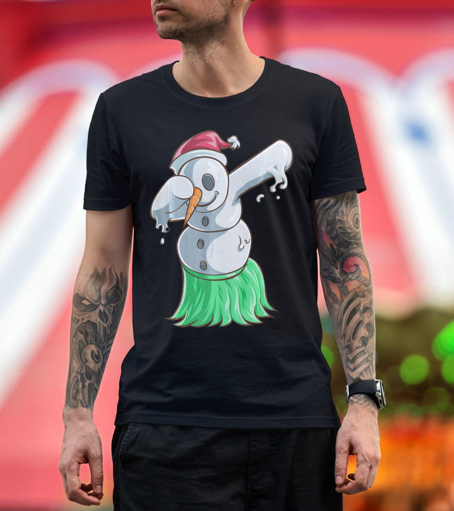 Christmas In July Dabbing Snowman Tropical Hula Dance T-Shirt
