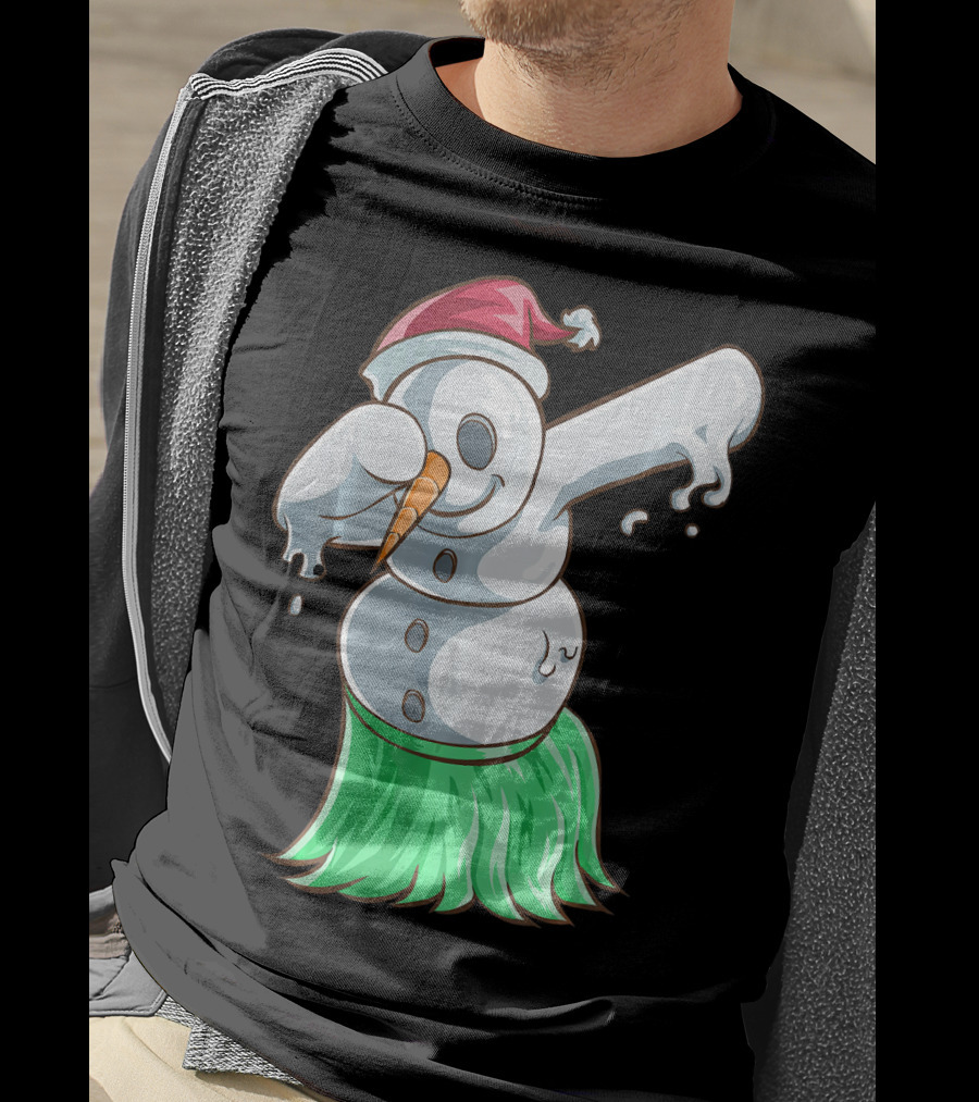 Christmas In July Dabbing Snowman Tropical Hula Dance T-Shirt