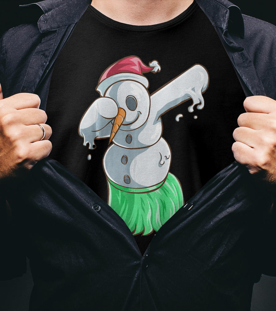 Christmas In July Dabbing Snowman Tropical Hula Dance T-Shirt