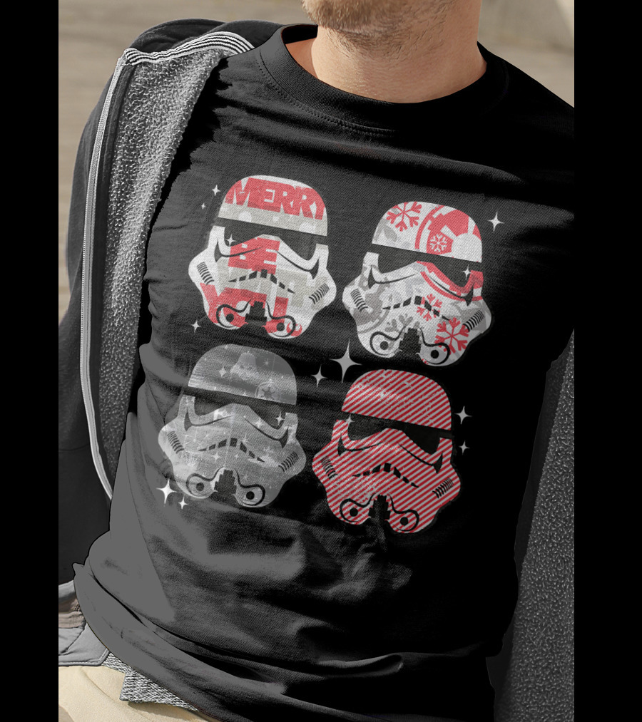 Star Wars Merry Troopers Christmas Snowflakes And Stripes T-Shirt