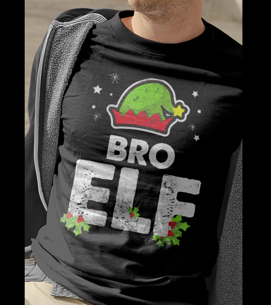 Bro Elf Christmas Family Brother Matching Holiday T-Shirt