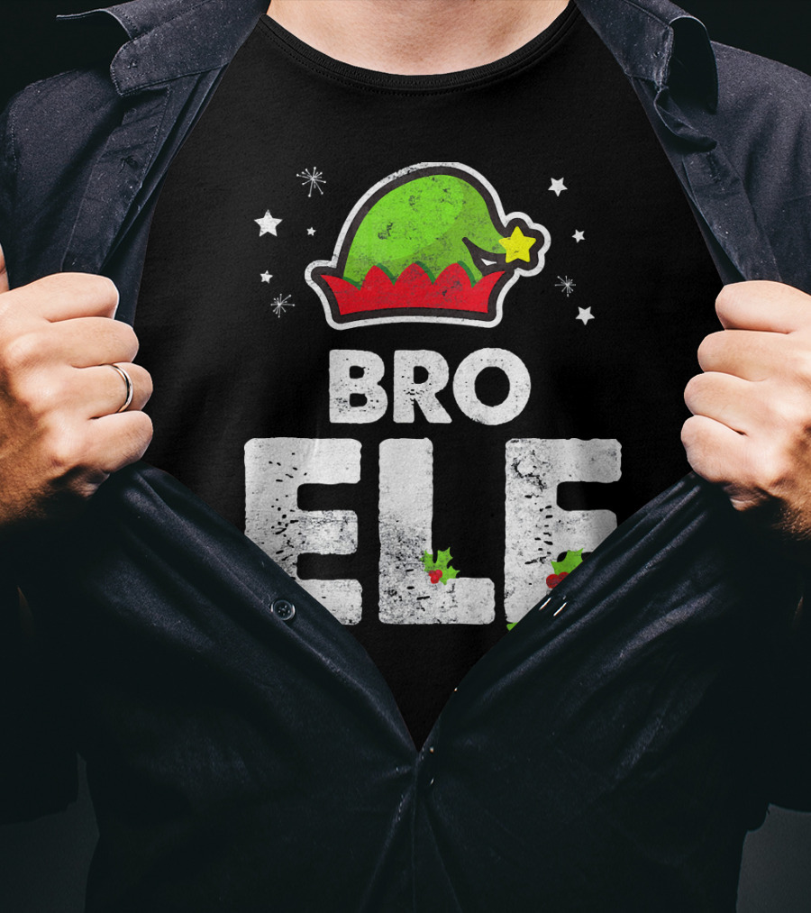Bro Elf Christmas Family Brother Matching Holiday T-Shirt