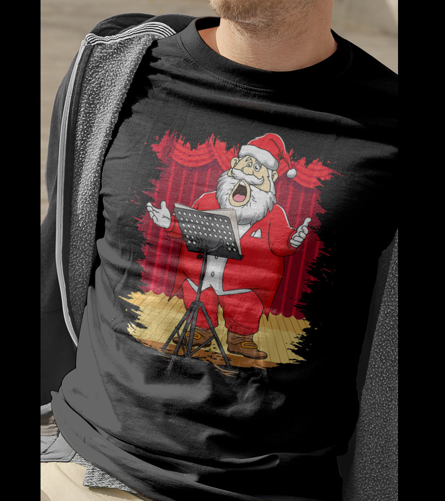 Christmas Santa Opera Singer Funny Stage Performance T-Shirt