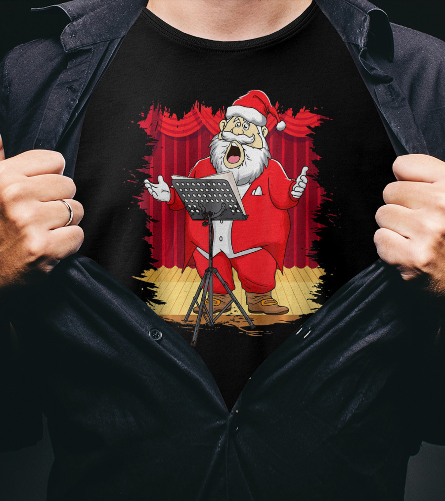 Christmas Santa Opera Singer Funny Stage Performance T-Shirt