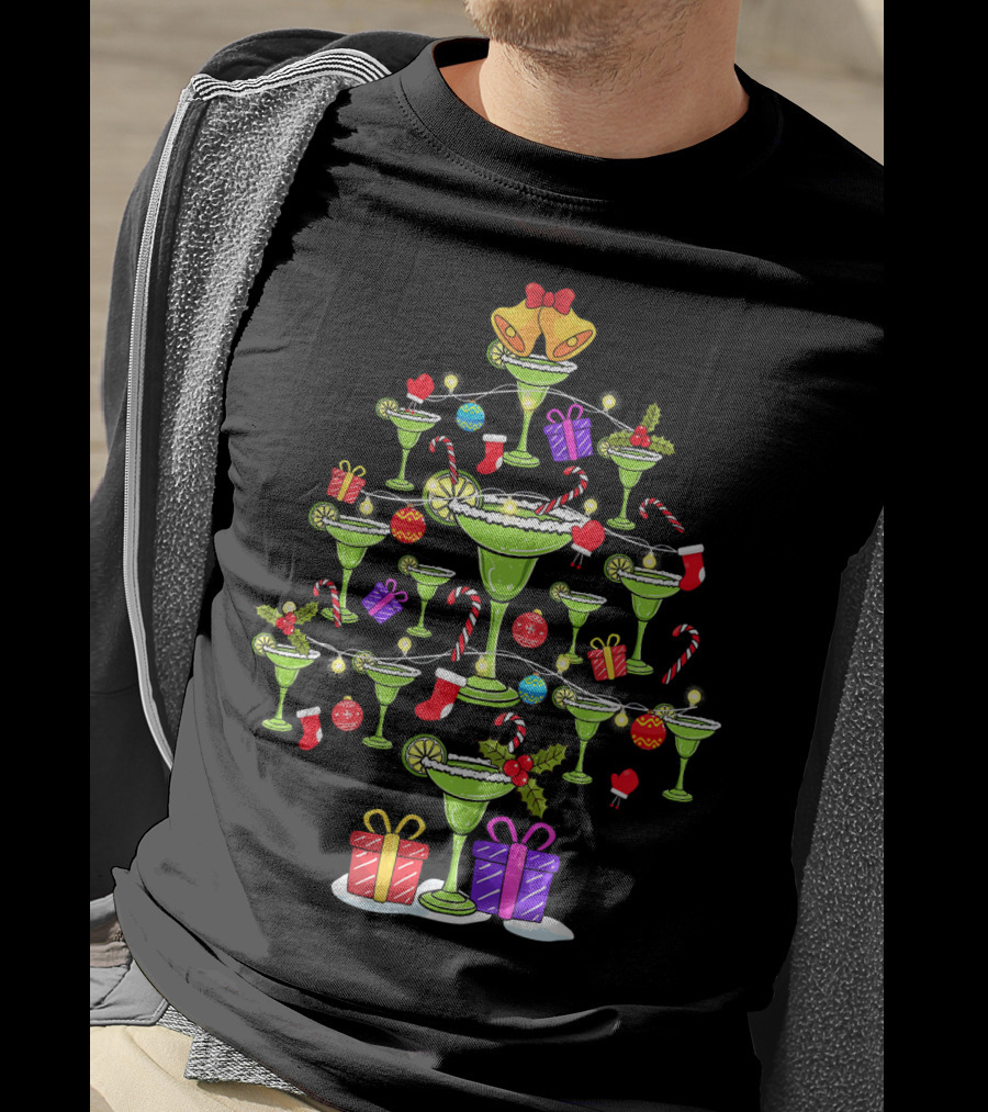 Margarita Christmas Tree With Mexican Holiday Decorations T-Shirt