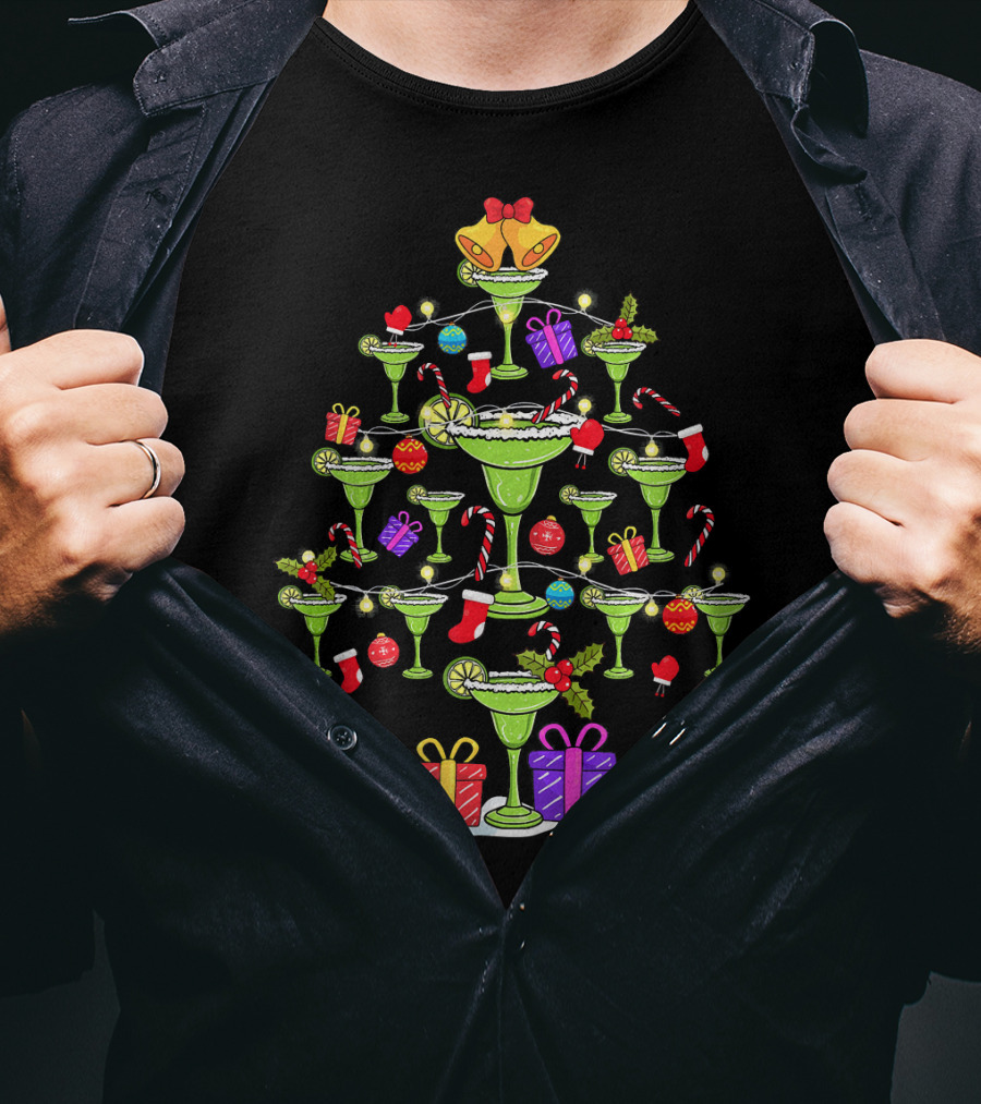 Margarita Christmas Tree With Mexican Holiday Decorations T-Shirt