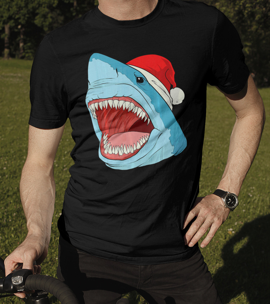 Santa Jaws Cool Christmas Shark Holiday Humor T-Shirt
