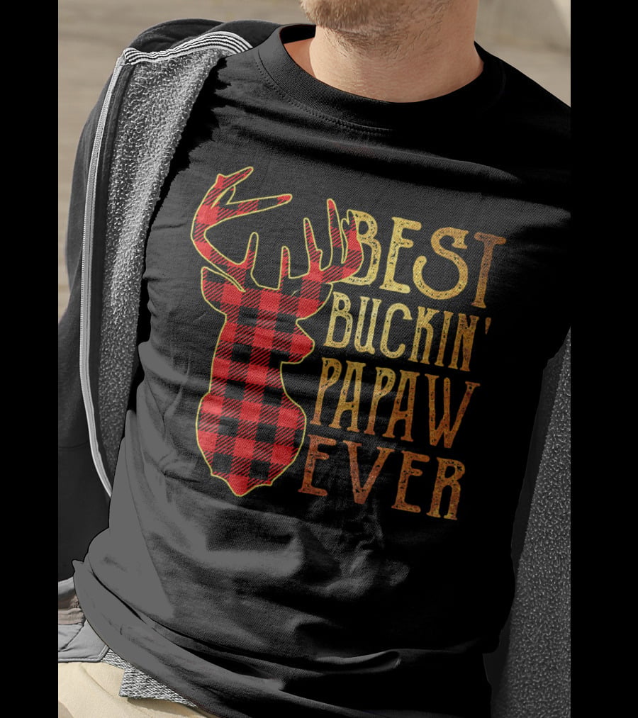 Best Buckin' Papaw Ever Reindeer Plaid T-Shirt