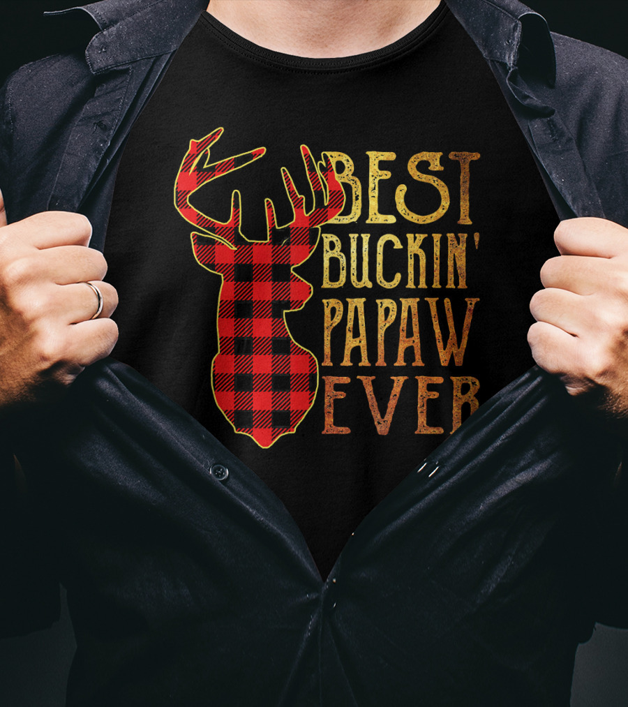 Best Buckin' Papaw Ever Reindeer Plaid T-Shirt